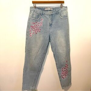 Denim Co. Flower Embroidered Jeans Size 12